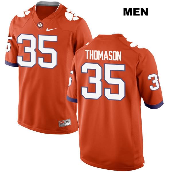 Men's Clemson Tigers #35 Ty Thomason Stitched Orange Authentic Nike NCAA College Football Jersey FBQ5446CO